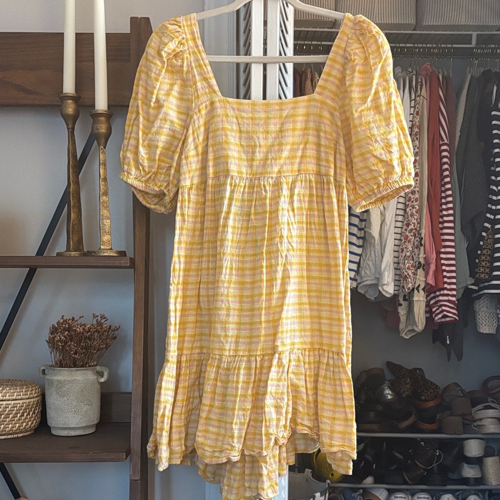 ASOS brand New Look Yellow and Pink Checkered Dress